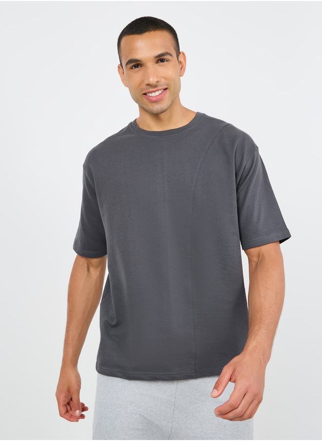 Styli Oversized Panel Detail Terry T-shirt  - Image 1