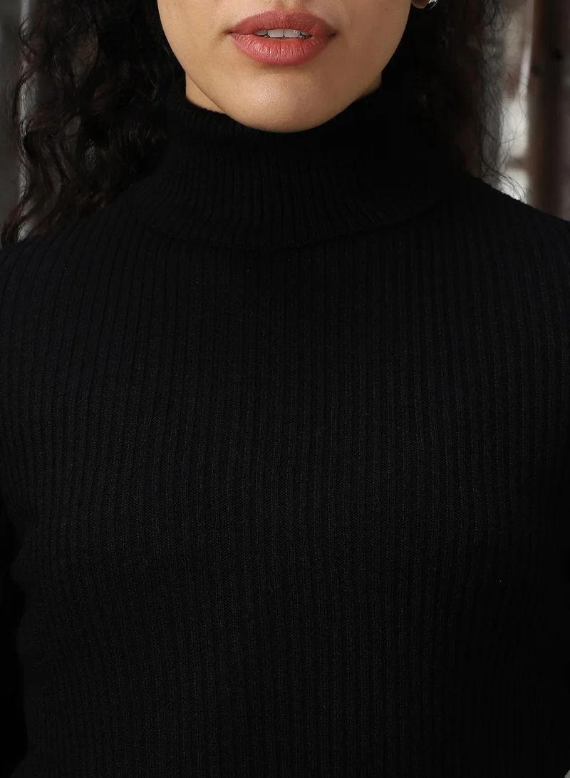 HIGH STAR Black Women's Black 100% Acrylic Solid Sweater for Women | Best Price UAE