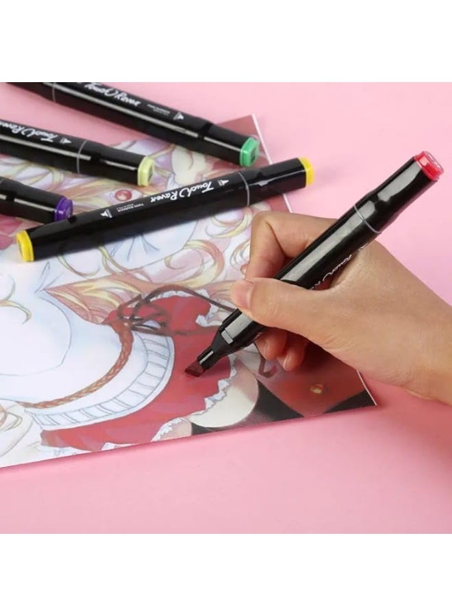 Vinaiky 24 Colors Dual Tip Art Markers Set with Carrying Case, Fast Drying Permanent Sketch Markers - Image 5