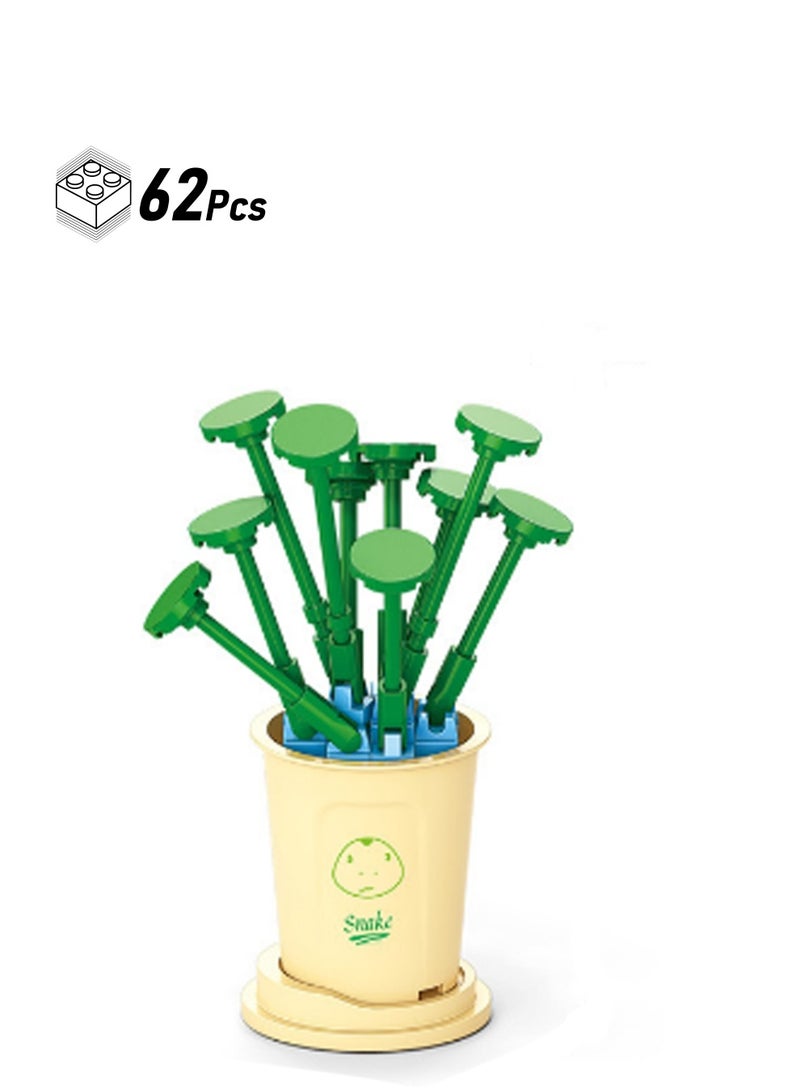 Loquat Copper Coin Grass 62pcs Model Set Assembly Building Blocks Creative Diy Plant Assembly Toys Children Adult Home Decoration - Image 1