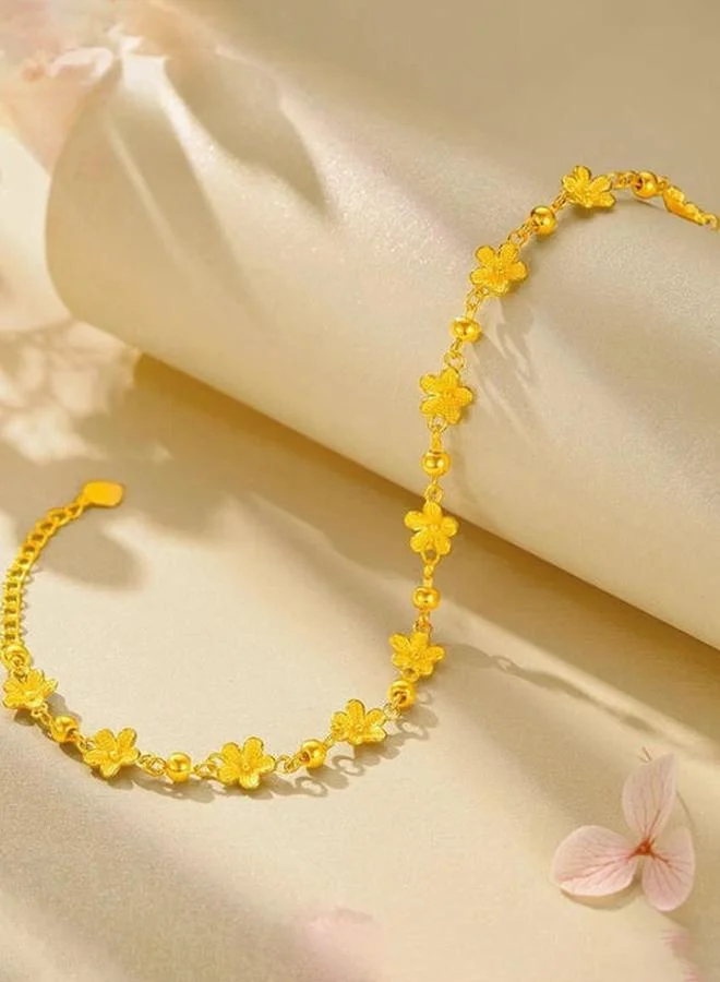 Gold Flower Charm Bracelet