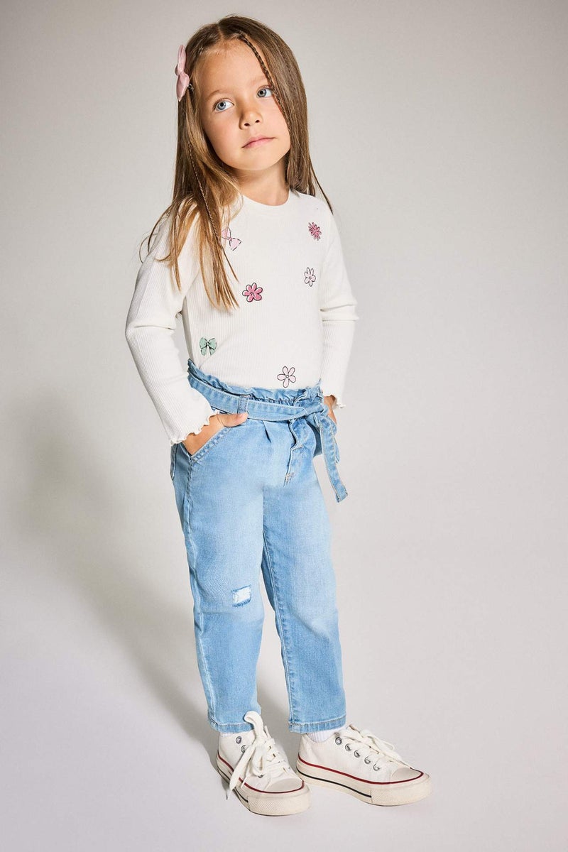 DeFacto Baby Girl Paperbag Straight Leg Jeans - Image 1