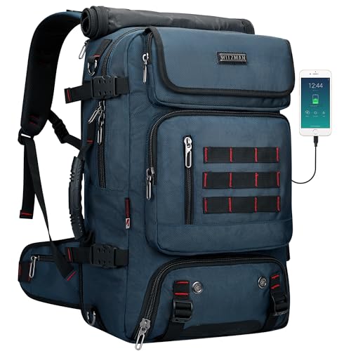 WITZMAN Carry on Travel Backpack for Men Women Airline Approved Convertible Nylon Duffle Backpack Luggage Bag B682 Blue - Image 1