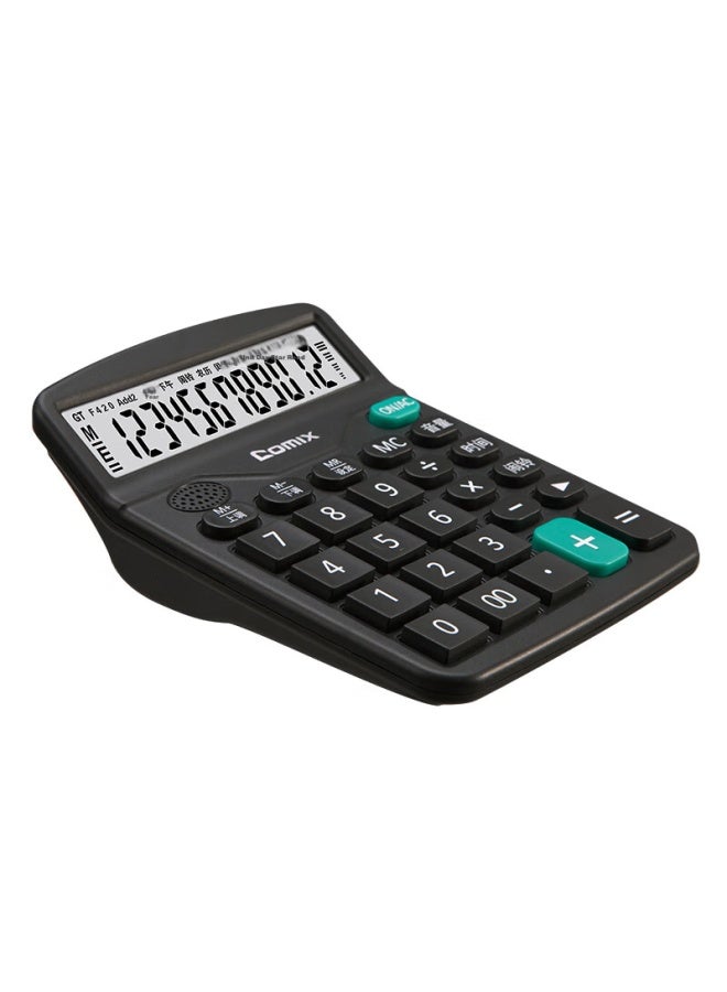 COMIX Desktop Office Calculator, 12-digit Large Screen Voice Calculator, Office Stationery Supplies, Black, C-9680 - Image 5
