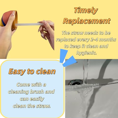 MaiTianna 6pcs Replacement Straws Compatible with Owala Freesip Water Bottle 16oz,Plastic Straws Reusable with Cleaning Brush,BPA-FREE Dishwasher Safe Straw Accessories for 16oz Owala Cup - Image 2