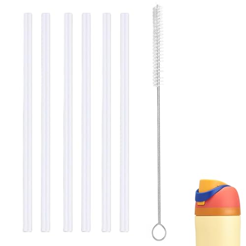 MaiTianna 6pcs Replacement Straws Compatible with Owala Freesip Water Bottle 16oz,Plastic Straws Reusable with Cleaning Brush,BPA-FREE Dishwasher Safe Straw Accessories for 16oz Owala Cup - Image 1