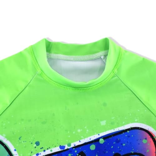SINOLY Boys Two Piece Rash Guard Swimsuits Kids Short Sleeve Sunsuit Swimwear Sets Green Shark 7T - Image 4