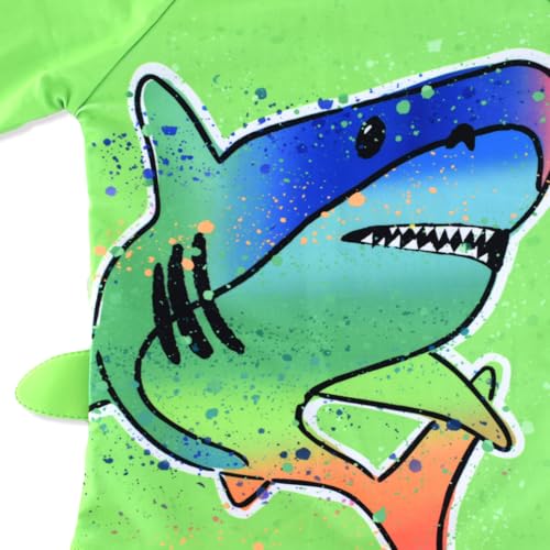 SINOLY Boys Two Piece Rash Guard Swimsuits Kids Short Sleeve Sunsuit Swimwear Sets Green Shark 7T - Image 5