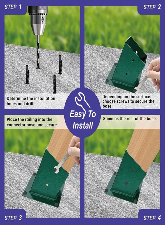 MEWSDEN A-Frame Swing Brackets, 4x4 Base 4 Pcs (Inner Size 3.6"x3.6") - Heavy Duty Swing Support for Wood and Concrete Floor, Corrosion-Resistant Metal Powder Coated - Image 5