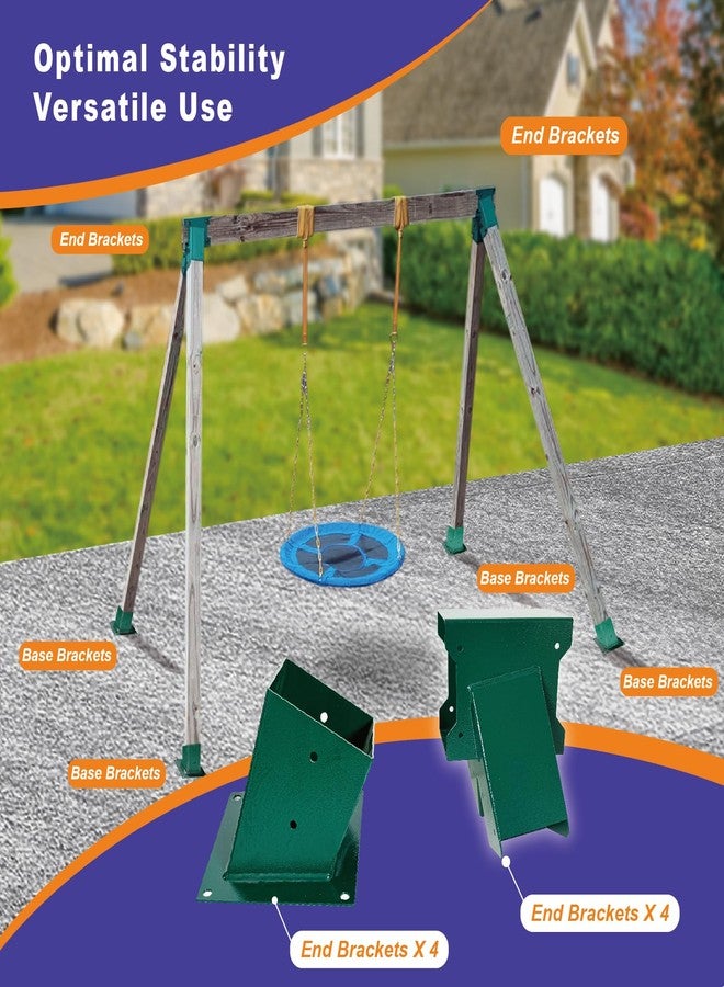 MEWSDEN A-Frame Swing Brackets, 4x4 Base 4 Pcs (Inner Size 3.6"x3.6") - Heavy Duty Swing Support for Wood and Concrete Floor, Corrosion-Resistant Metal Powder Coated - Image 3