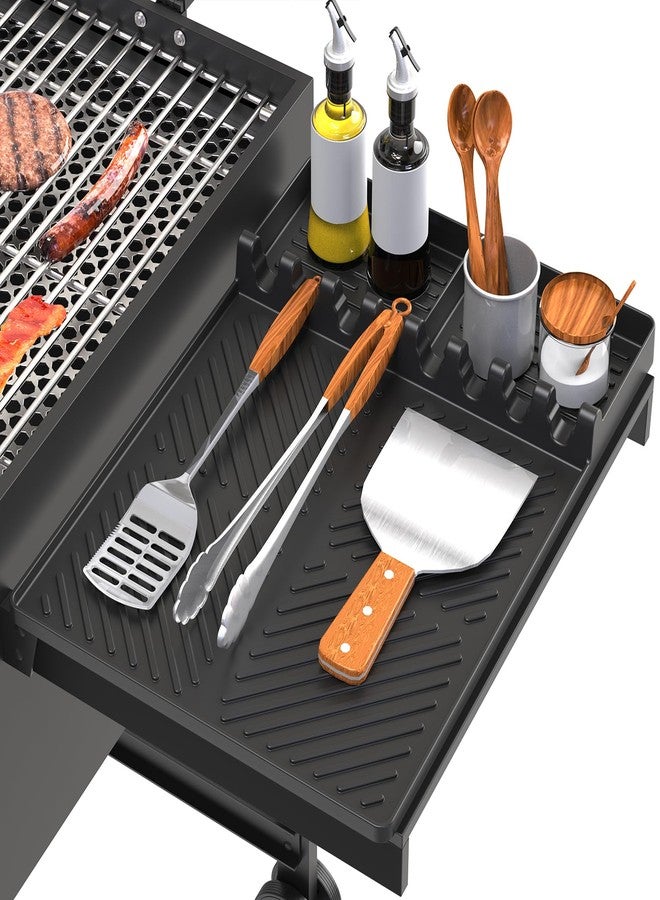 lanlw Silicone Grill Mat Compatible with Blackstone, Silicone Griddle Tools Mat with Drip Pad, Spatula Mat for Outdoor Grill Kitchen Counter (Black) - Image 1
