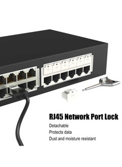 SYOSI 12 قطعة قفل منفذ RJ45 بمفتاح واحد، ومانع غبار RJ45 وواقي المنفذ، وغطاء غطاء غبار إيثرنت لأجهزة المنفذ الأنثوي، متوافق مع أجهزة منفذ RJ45، أبيض  - Image 2
