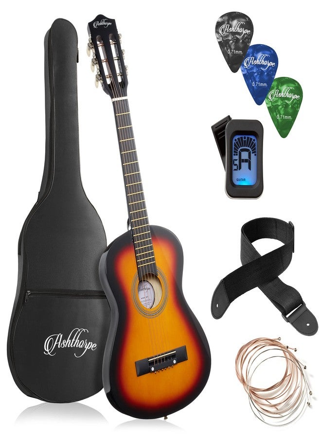 Ashthorpe 30-inch Beginner Acoustic Guitar Package (Sunburst), Basic Starter Kit w/Gig Bag, Strings, Strap, Tuner, Picks - Image 1