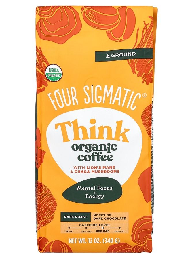 Four Sigmatic Think Organic Coffee with Lion's Mane & Chaga Mushrooms Ground Dark Roast 12 oz (340 g)