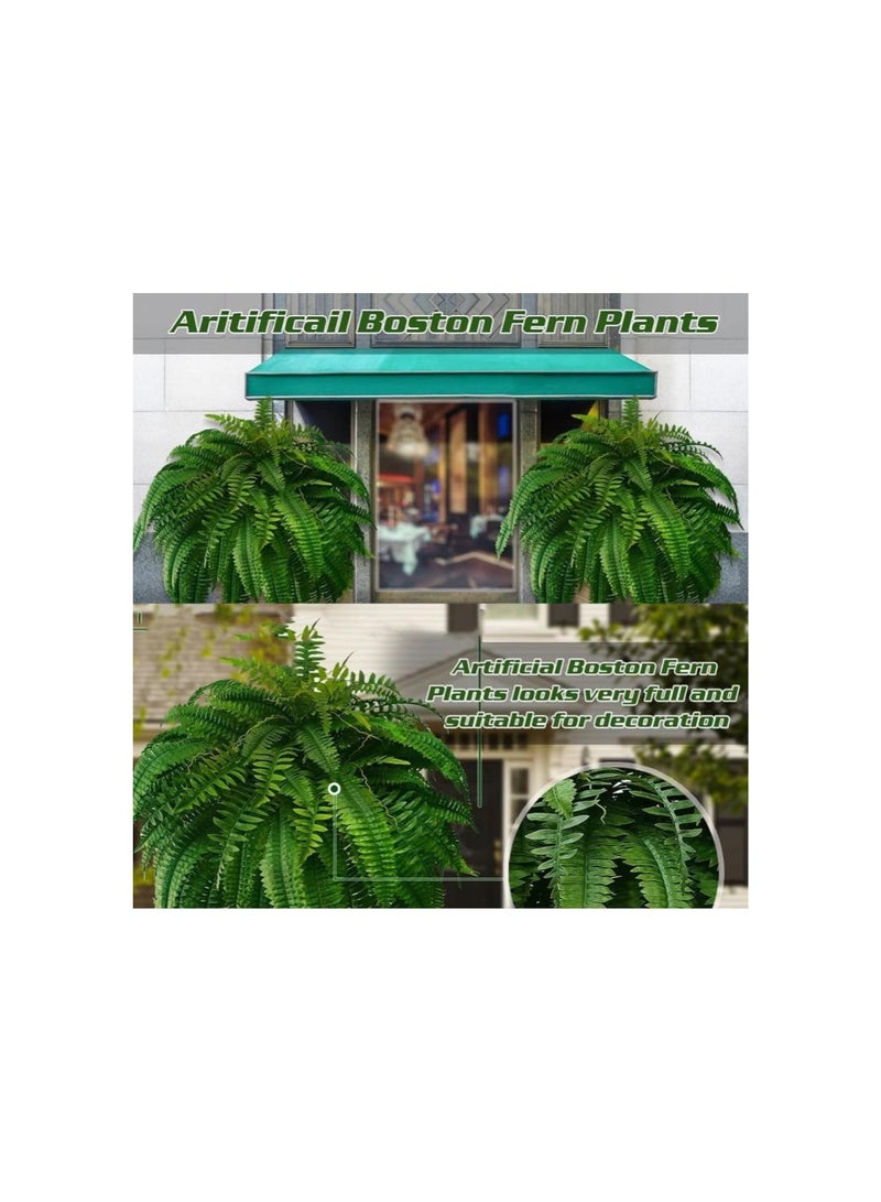 UV Resistant Lifelike Artificial Boston Fern, Boston Fern Artificial Outdoor Plants Large, Faux Ferns for Outdoor Planter Large, Fake Fern Artificial Ferns for Outdoors (A-Type, 10pcs)