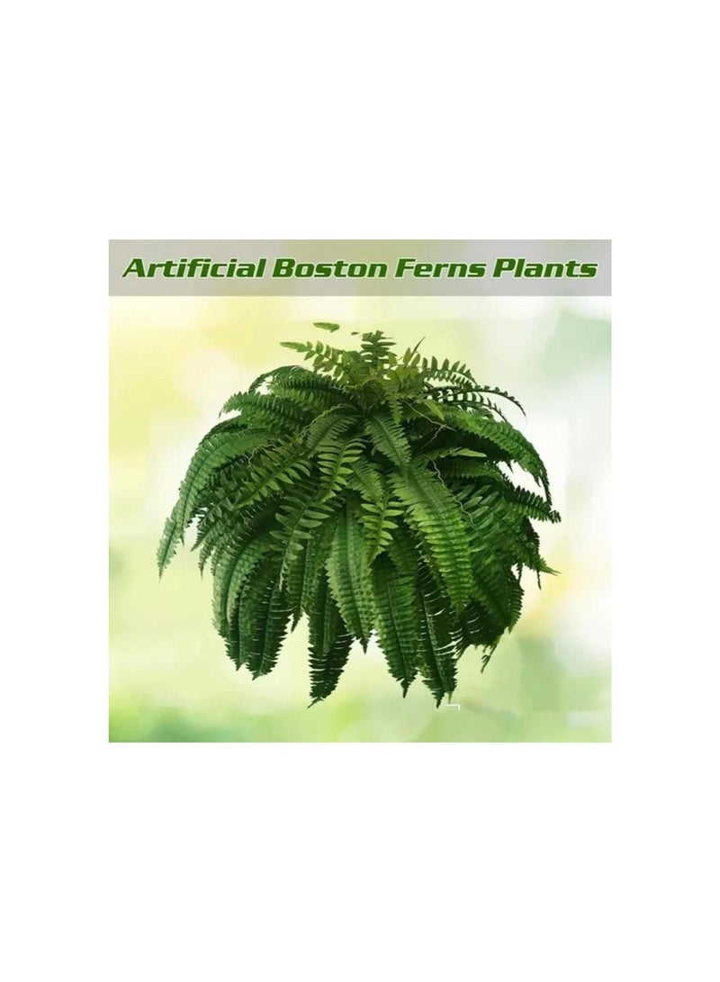 UV Resistant Lifelike Artificial Boston Fern, Boston Fern Artificial Outdoor Plants Large, Faux Ferns for Outdoor Planter Large, Fake Fern Artificial Ferns for Outdoors (A-Type, 10pcs)