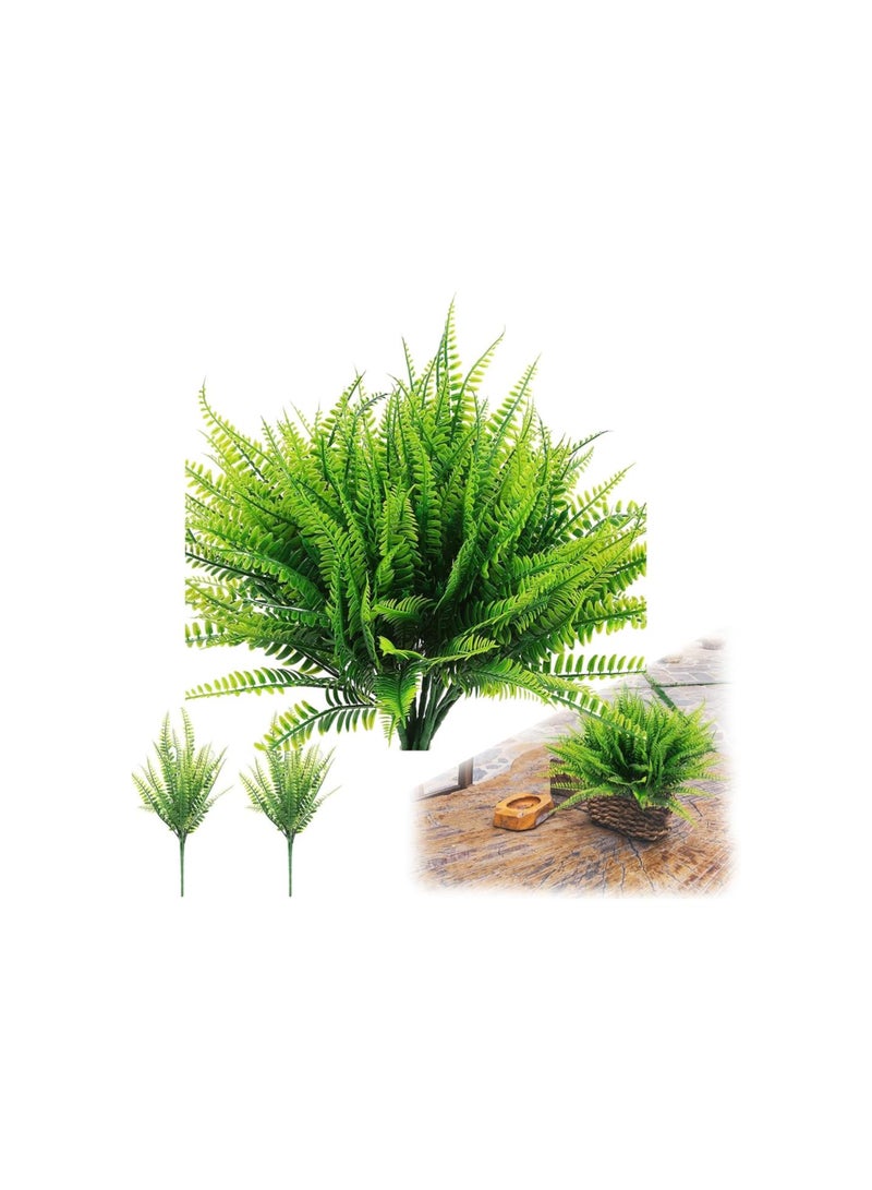UV Resistant Lifelike Artificial Boston Fern, Boston Fern Artificial Outdoor Plants Large, Faux Ferns for Outdoor Planter Large, Fake Fern Artificial Ferns for Outdoors (A-Type, 10pcs)