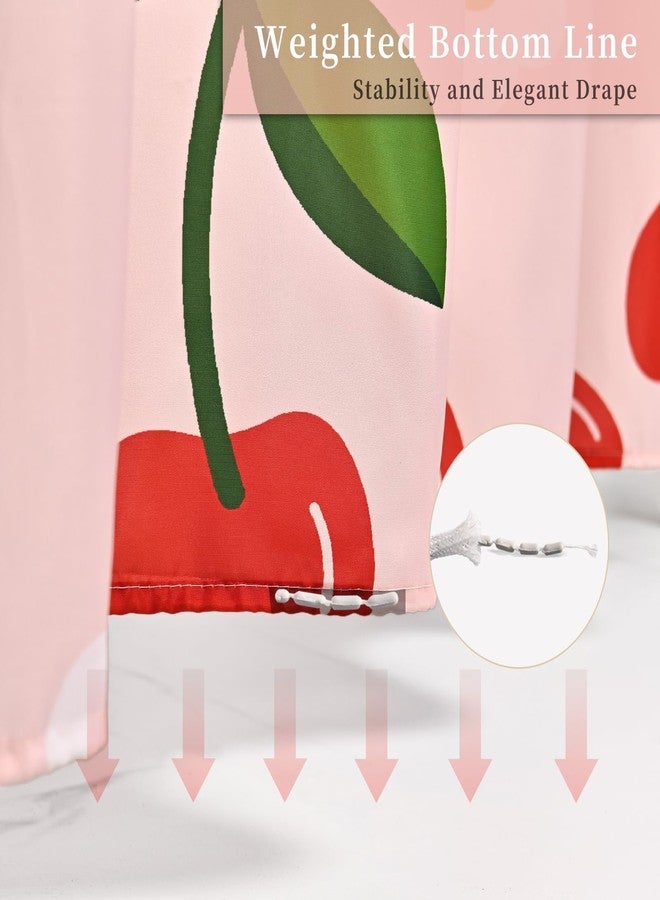 Anybar Fabric Shower Curtain Cute Floral Cherry Curtains Waterproof Soft Polyester Bathroom Curtain- Decorative Washable Privacy Cloth Shower Curtain for Bathroom Hotel (72x72inch) Pink - Image 4