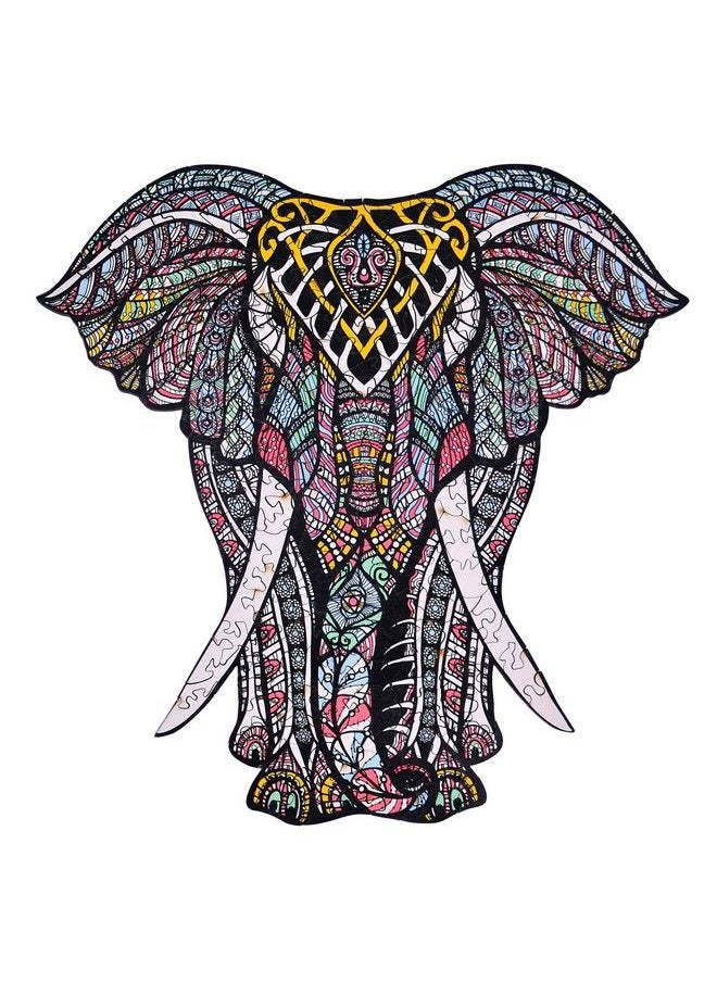 HARTMAZE - Wooden Jigsaw Puzzles Decorative Elephant Hm06 Small Size Puzzle 171 Unique Shape Jigsaw Piecesbeautiful Animal For Adults And 9 Years Age Up Teens Best For Family Game Play Collection. - Image 1
