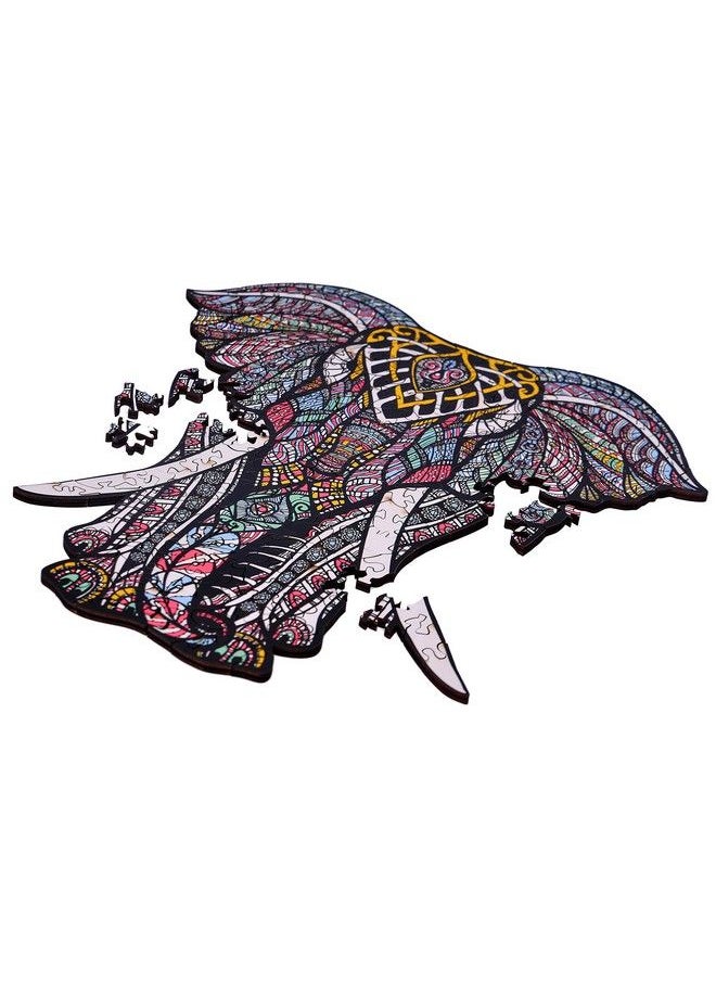 HARTMAZE - Wooden Jigsaw Puzzles Decorative Elephant Hm06 Small Size Puzzle 171 Unique Shape Jigsaw Piecesbeautiful Animal For Adults And 9 Years Age Up Teens Best For Family Game Play Collection. - Image 1