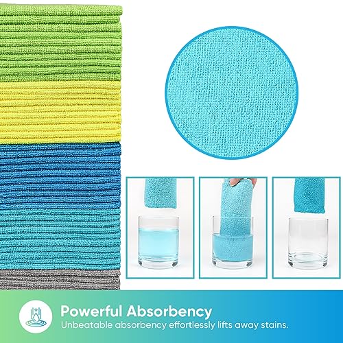 HOMEXCEL Showstopper HOMEXCEL Microfiber Cleaning Cloths 100 Pack,Highly Absorbent Cleaning Towels,Lint Free & Scratch-Free Cleaning Rags for House,Kitchen & Car,Multi-Color Microfiber Towels 11.5x11.5 inch - Image 4