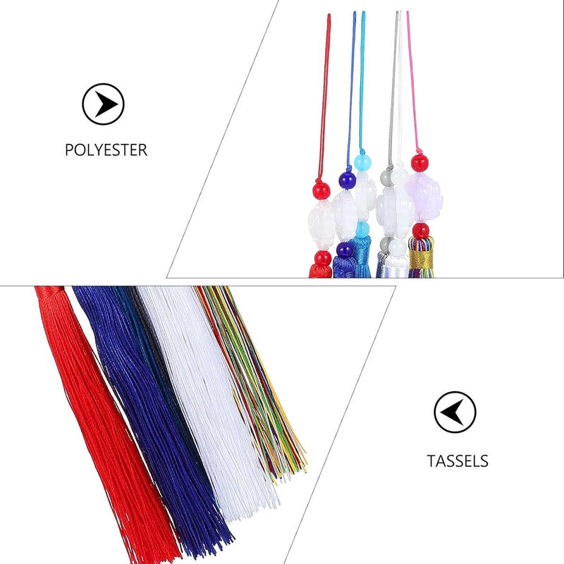 ABOOFAN 18 Pieces Lotus Flower Fan Tassel Pendants Handmade DIY Craft Tassels Hanging Decor for Jewelry Making and Curtain Accessories in Red White Blue Colors Suitable for Retro Style - Image 3
