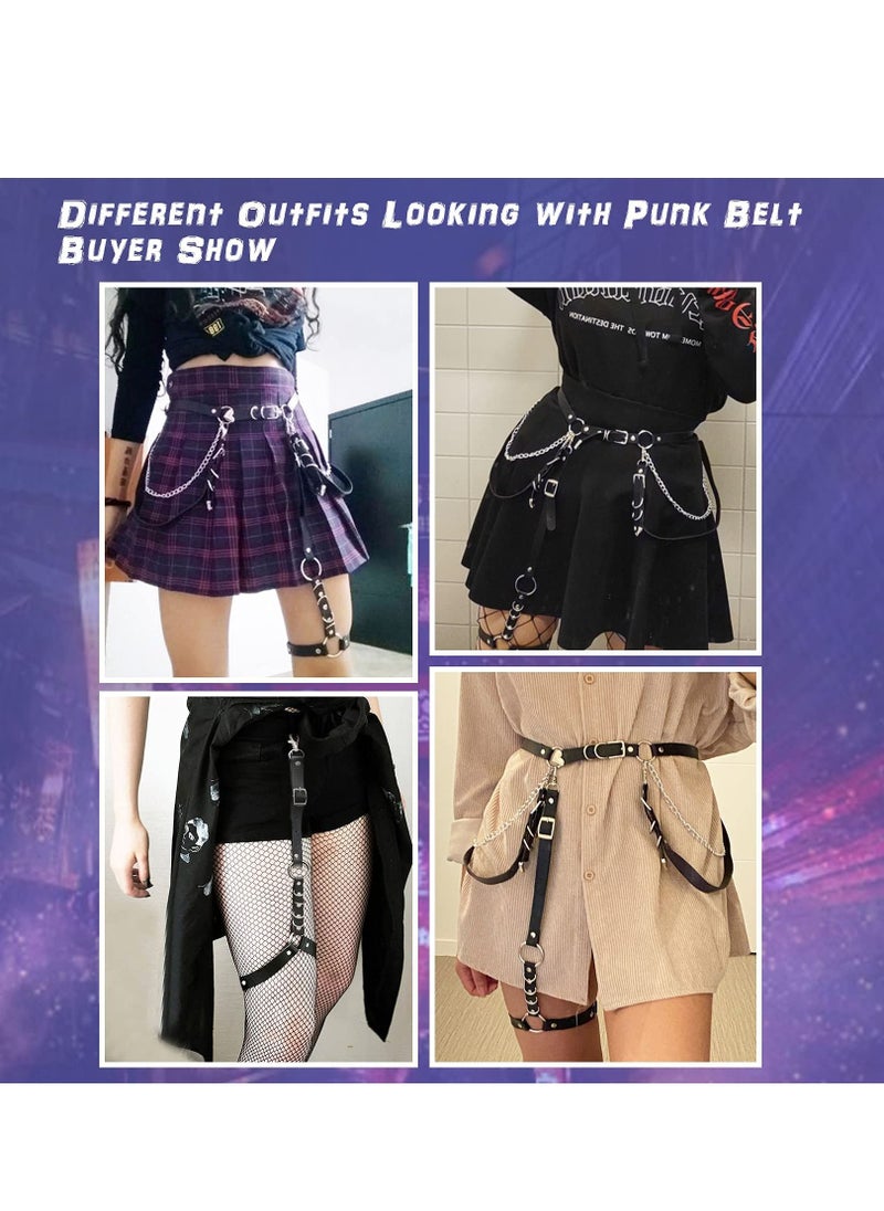 SYOSI Waist Chain Black Body Belt Women Punk Pu Leather Belt with Chain Ladies Rock Waist Belt with Leg Garters for Women and Girls  - Image 5