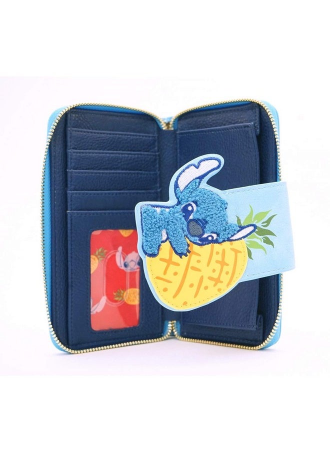 X Lilo And Stitch Pineapple Stitch Chenille Snap Wallet (Blue One Size)
