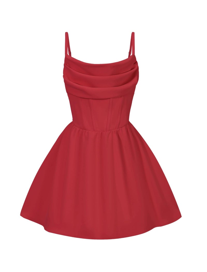 EXARUS Girls Formal Dress Tween Party Dance Spaghetti Strap Birthday Cocktail Teen Junior Wedding HOCO Ruffle Mini Elegant Dresses Red 16 Years - Image 1