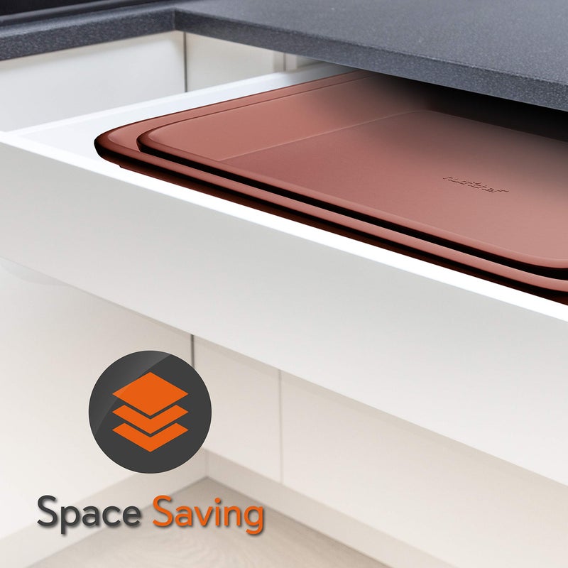 NutriChef 2-Piece Nonstick Cookie Sheets for Baking - Premium Medium & Large Size Baking Sheet Set - Thick Carbon Steel Bakeware Trays - Dishwasher Safe, Rose Gold - Image 2