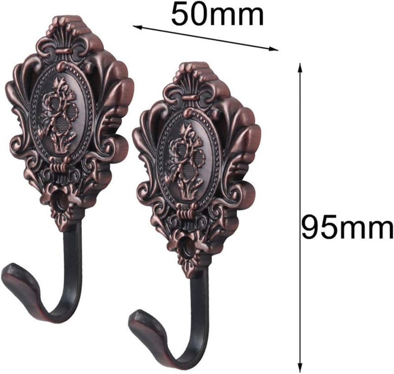 QZibeva Curtain Tie Back Hooks Draperies Decorative Holdbacks Antique Copper 2 pcs Zinc Alloy - Image 4