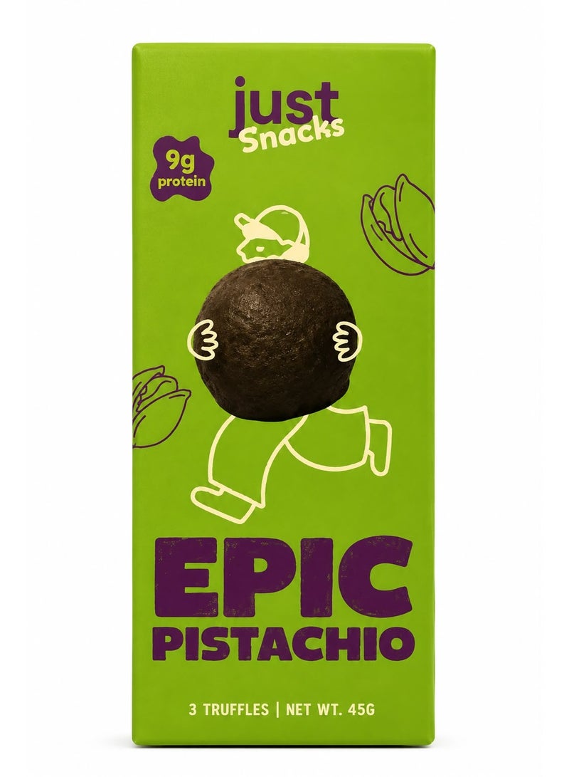 جست Just Snacks - كرات ترافل غنية بالبروتين - نكهة الفستق المميزة (3 كرات في العلبة) - Image 1