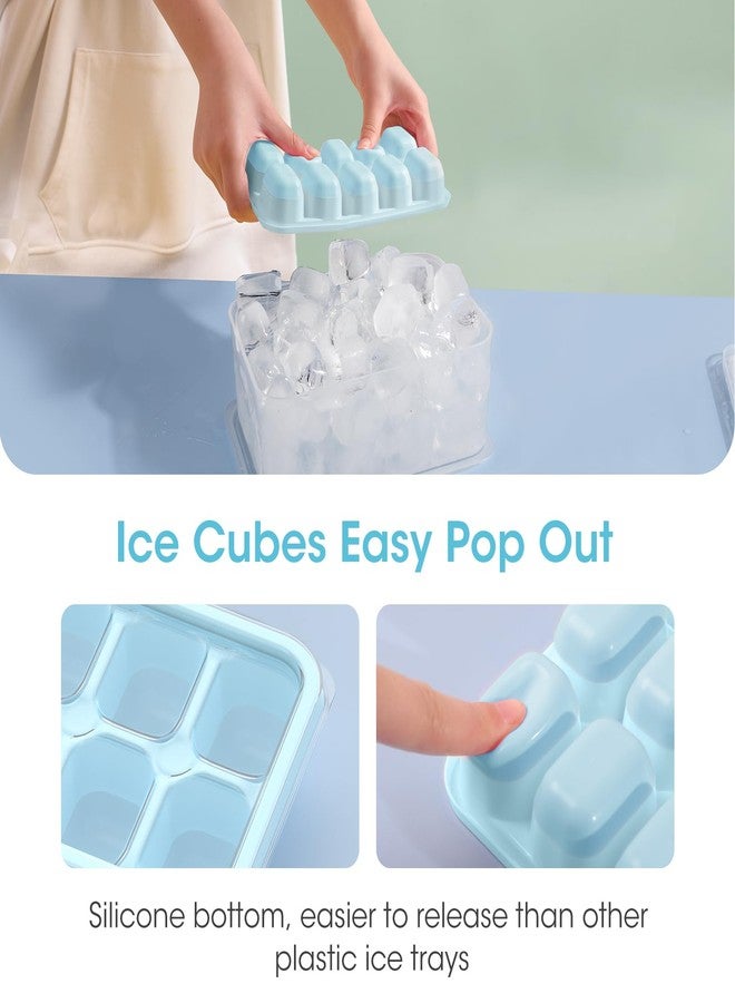DOQAUS Ice Cube Tray with Lid and Bin, 4 Pack Silicone Plastic Ice Cubes Trays for Freezer with Box/Container, Stackable with Storage Iced Bucket Kits, Scoop, for RV, Soup, Food, Cocktail, Coffee - Image 5