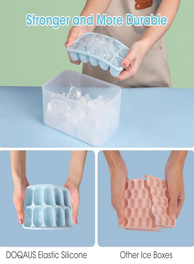 DOQAUS Ice Cube Tray with Lid and Bin, 4 Pack Silicone Plastic Ice Cubes Trays for Freezer with Box/Container, Stackable with Storage Iced Bucket Kits, Scoop, for RV, Soup, Food, Cocktail, Coffee - Image 3