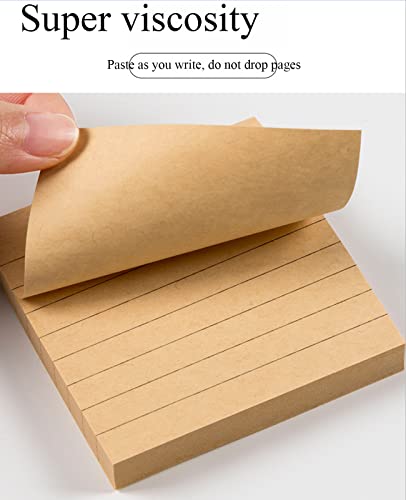 Gansita 630 pcs Lined Sticky Notepads, Self-Stick Notes Memo Pads Super Sticky Note Pads, to Do List Notepads for Reminders Meeting Office Home School Supplies, Strong Adhesive (White and Kraft Paper - Image 4