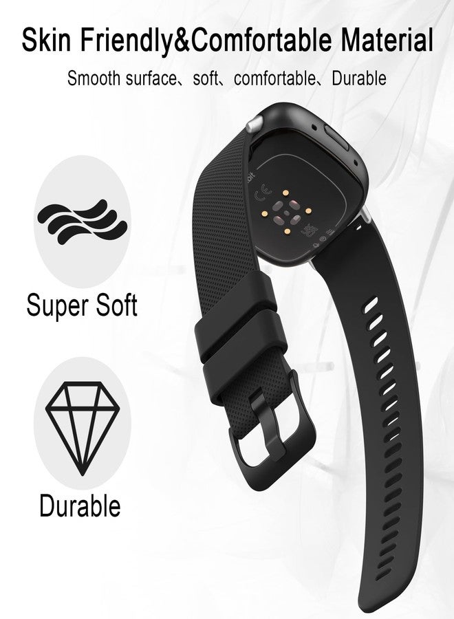 Meliya 3 Pack Bands for Fitbit Versa 4/Versa 3/Sense 2/Sense, Classic Soft Silicone Sports Bands Replacement Straps for Men Women (Black+Blue+Grey) - Image 3