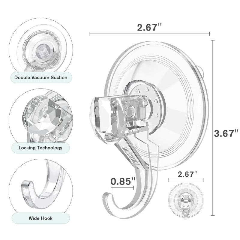 Vis'V Wreath Hanger  Large Suction Cup Wreath Hooks  Heavy Duty  22 Lb Capacity  Removable And Reusable  Clear  4 Pcs - Image 4