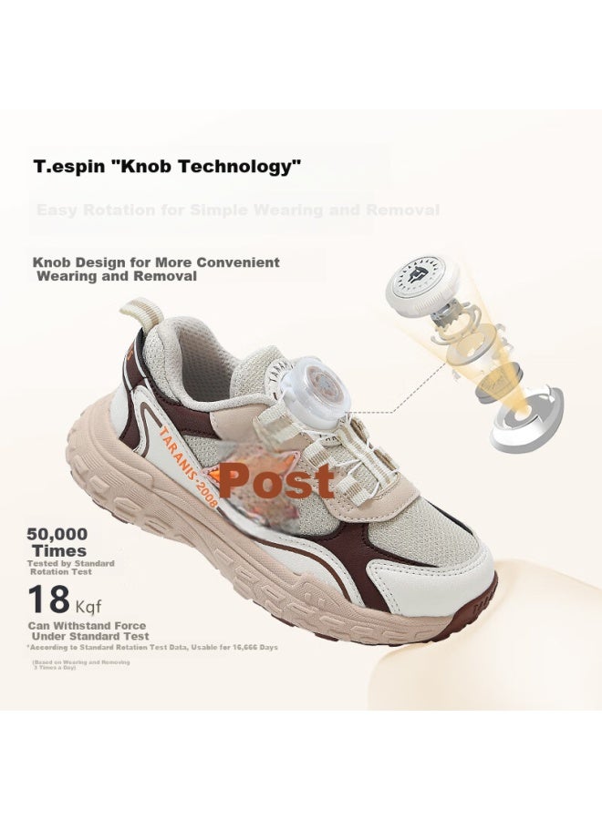 Taranis Spring Kids Sports Shoes Boys Trendy Casual Girls Non-slip Running Shoes Apricot/brown Size 24 - Image 1