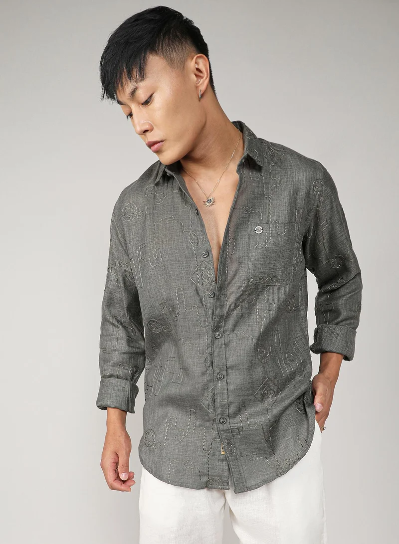 كامبوس سوترا قميص مطرز ببطانة واحدة