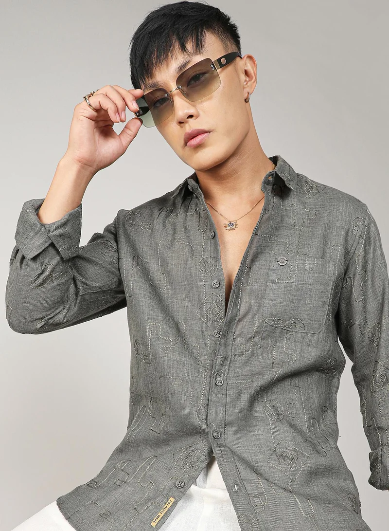 كامبوس سوترا قميص مطرز ببطانة واحدة