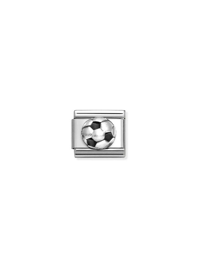 Luxuria A football-themed Italian bracelet charm with a black dial, compatible with Italian charm bracelets. Charm, attachable link. - Image 1