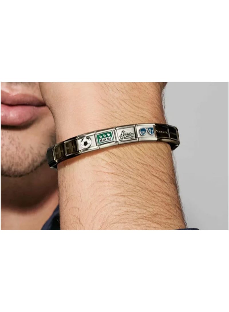 Luxuria A football-themed Italian bracelet charm with a black dial, compatible with Italian charm bracelets. Charm, attachable link. - Image 3