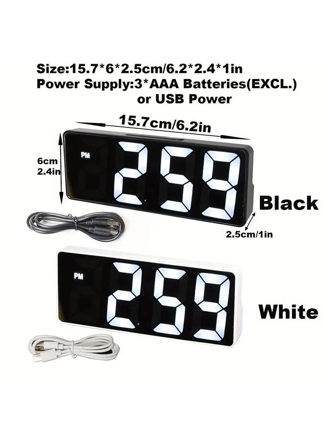Modern LED Digital Alarm Clock with Mirror Finish,15.75cm Display, Adjustable Brightness, Temperature Display, USB Powered Desk Clock for Bedroom Decor -White, Batteries Not Included  - Image 2