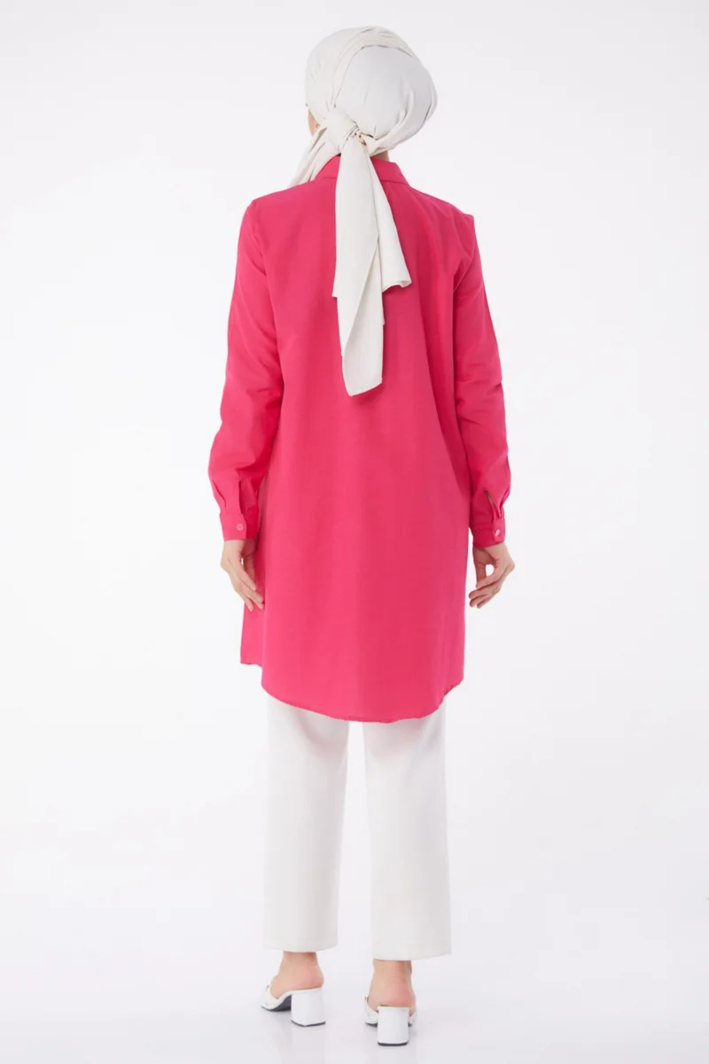 Tofisa Plain Shirt Collar Women's Fuchsia Shirt - 13129