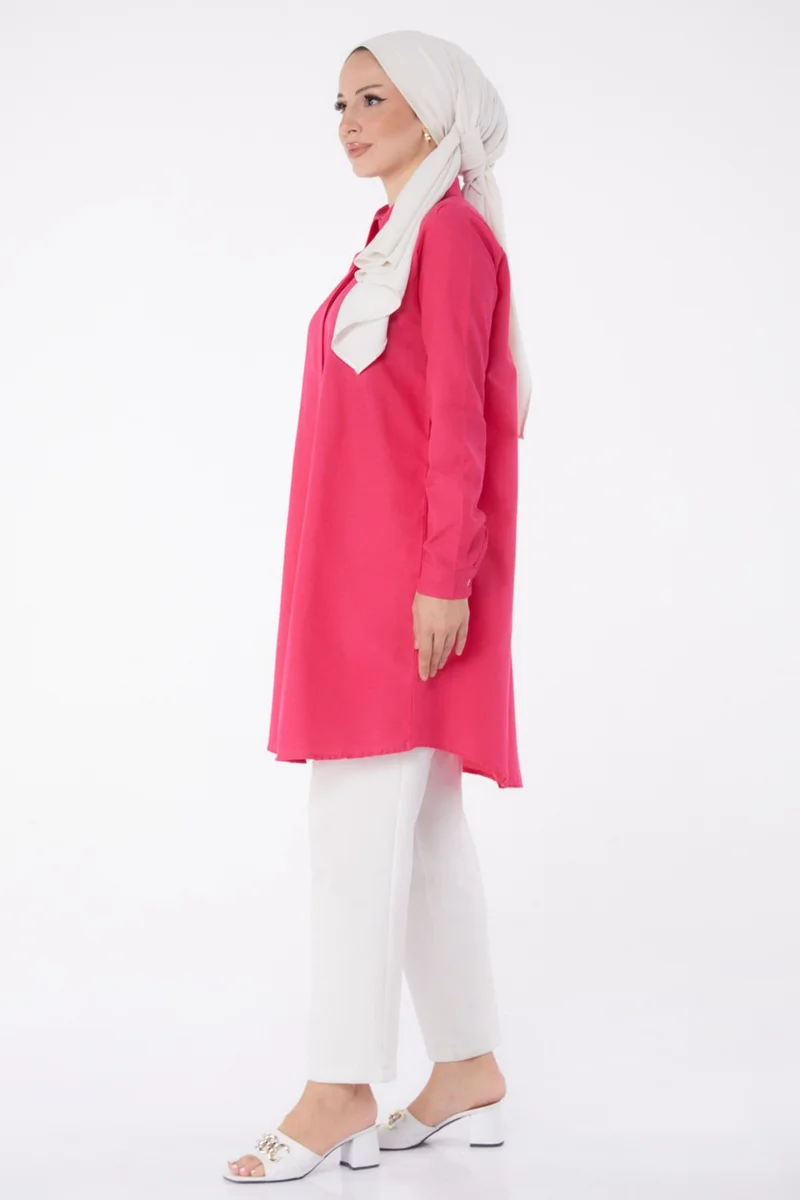 Tofisa Plain Shirt Collar Women's Fuchsia Shirt - 13129