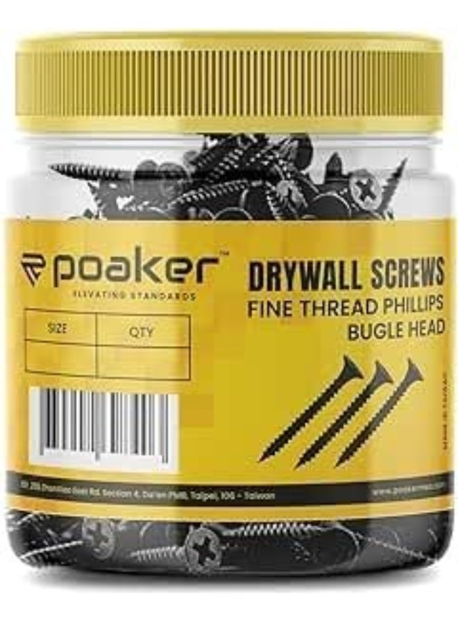 Poaker Fine Thread Drywall Screws - Suitable For Drywall Or Wallboard To Metal Or Wood Studs And Joists (8Mm, 1 1/2 Inch(50Pcs)) - Image 1