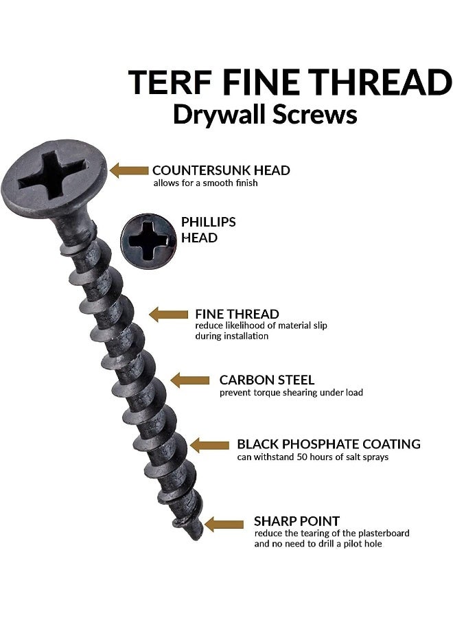Poaker Fine Thread Drywall Screws - Suitable For Drywall Or Wallboard To Metal Or Wood Studs And Joists (8Mm, 1 1/2 Inch(50Pcs)) - Image 3