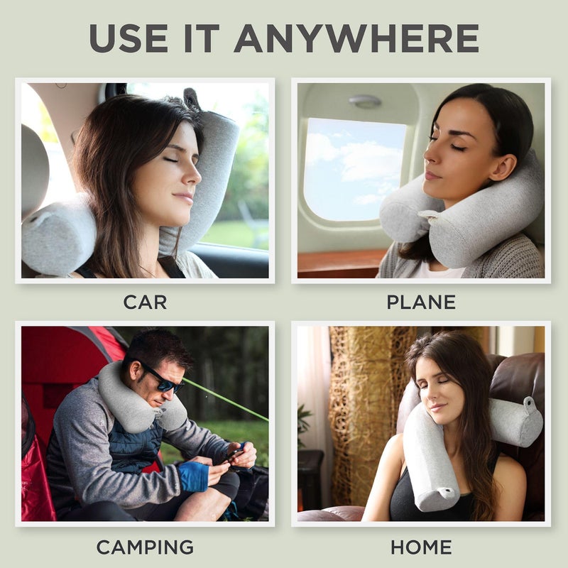 Dot&Dot Dot¨ Twist Memory Foam Travel Pillow for Airplanes - Travel Neck Pillow for Sleeping - Airplane Pillow for Neck Support, Chin, Lumbar and Leg - Adjustable, Bendable Neck Roll Pillow - Image 5