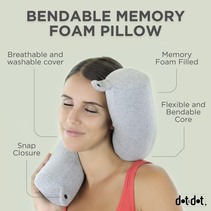 Dot&Dot Dot¨ Twist Memory Foam Travel Pillow for Airplanes - Travel Neck Pillow for Sleeping - Airplane Pillow for Neck Support, Chin, Lumbar and Leg - Adjustable, Bendable Neck Roll Pillow - Image 3
