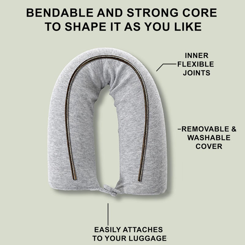 Dot&Dot Dot¨ Twist Memory Foam Travel Pillow for Airplanes - Travel Neck Pillow for Sleeping - Airplane Pillow for Neck Support, Chin, Lumbar and Leg - Adjustable, Bendable Neck Roll Pillow - Image 2
